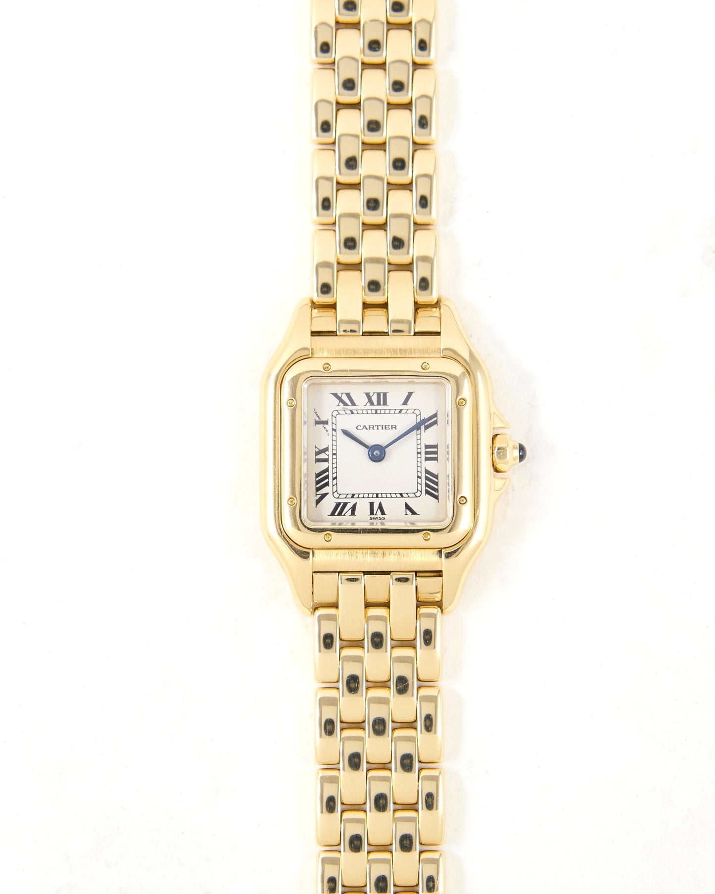 Cartier Panthere Small Size 1070 in White Roman Dial in Yellow Gold Case and Bracelet
