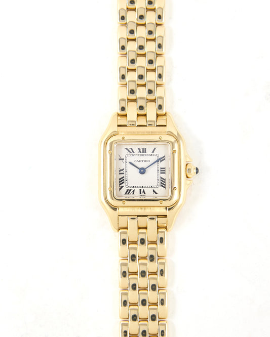 Cartier Panthere Small Size 1070 in White Roman Dial in Yellow Gold Case and Bracelet