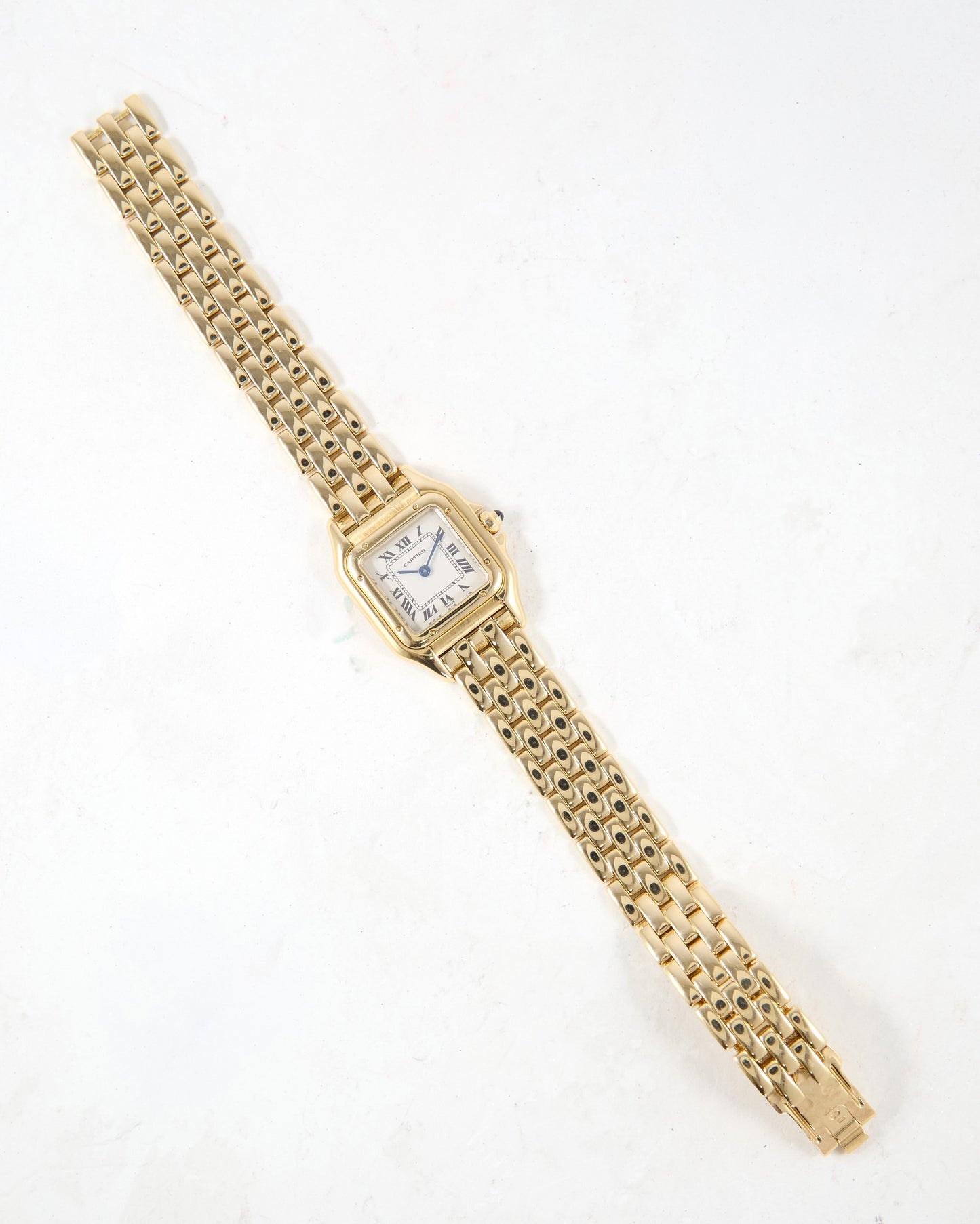 Cartier Panthere Small Size 1070 in White Roman Dial in Yellow Gold Case and Bracelet