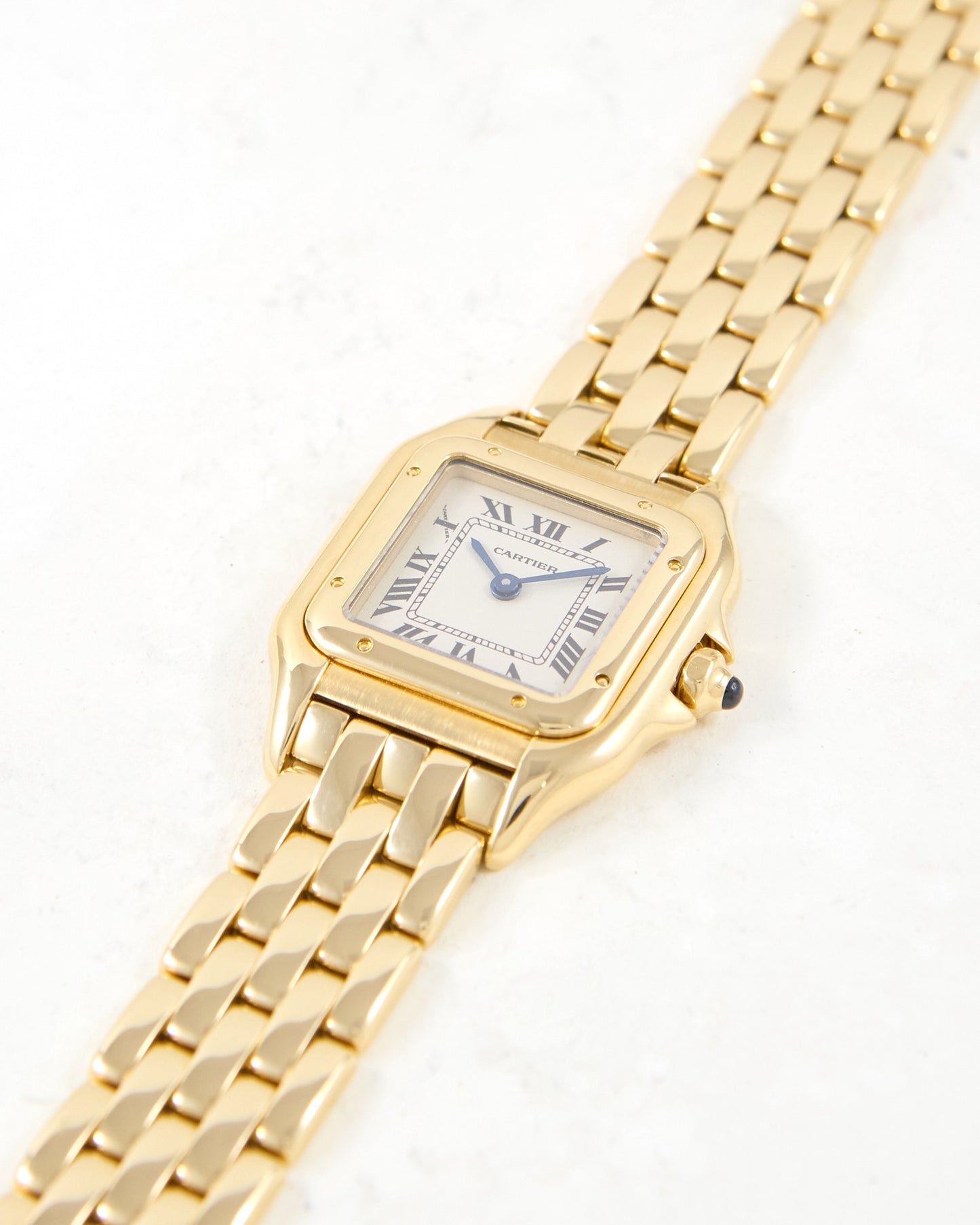 Cartier Panthere Small Size 1070 in White Roman Dial in Yellow Gold Case and Bracelet