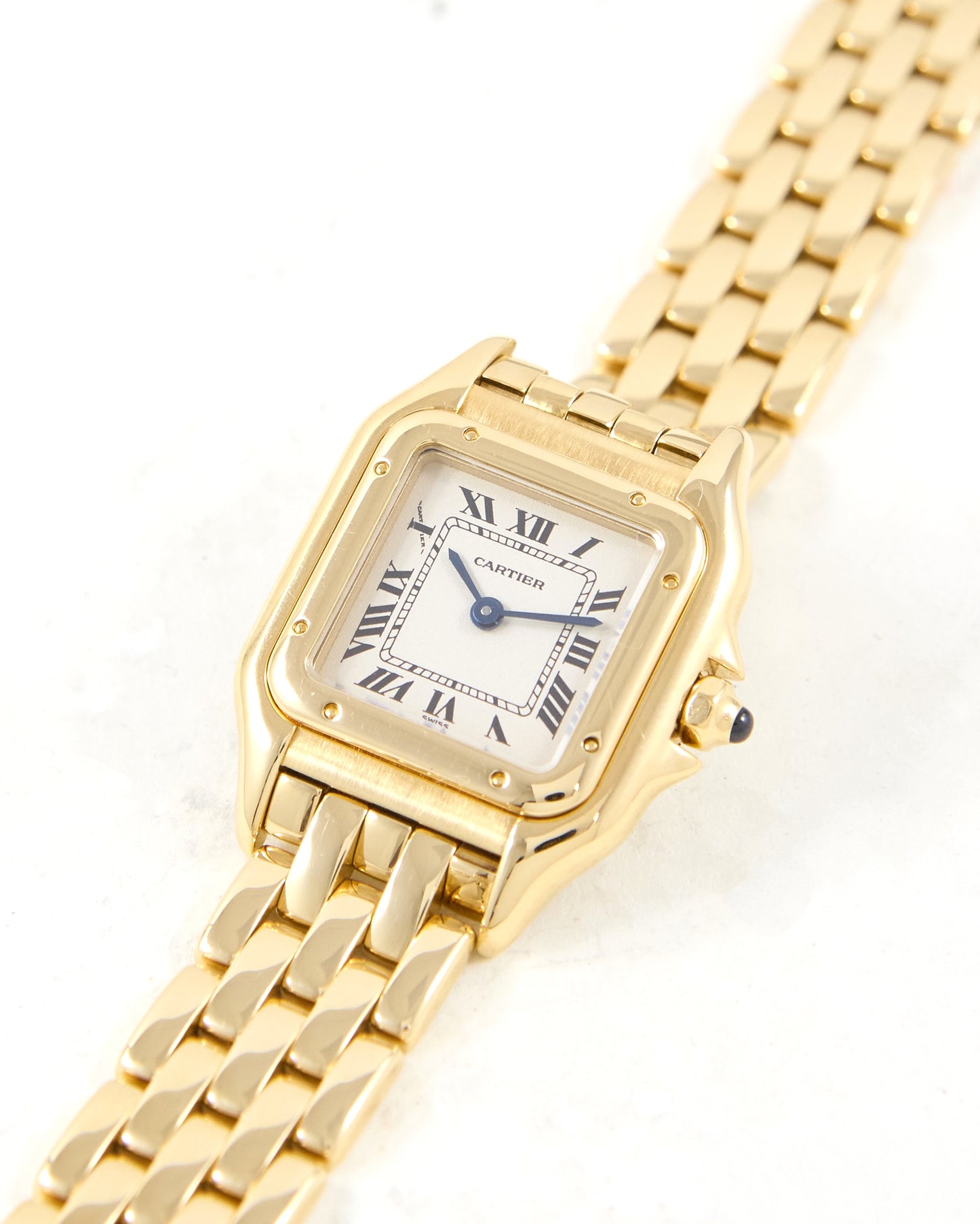 Cartier Panthere Small Size 1070 in White Roman Dial in Yellow Gold Case and Bracelet