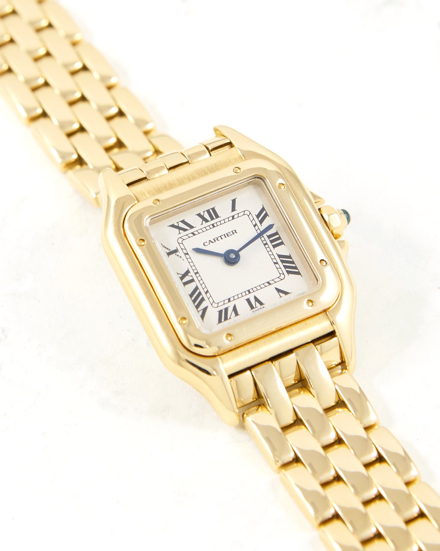 Cartier Panthere Small Size 1070 in White Roman Dial in Yellow Gold Case and Bracelet