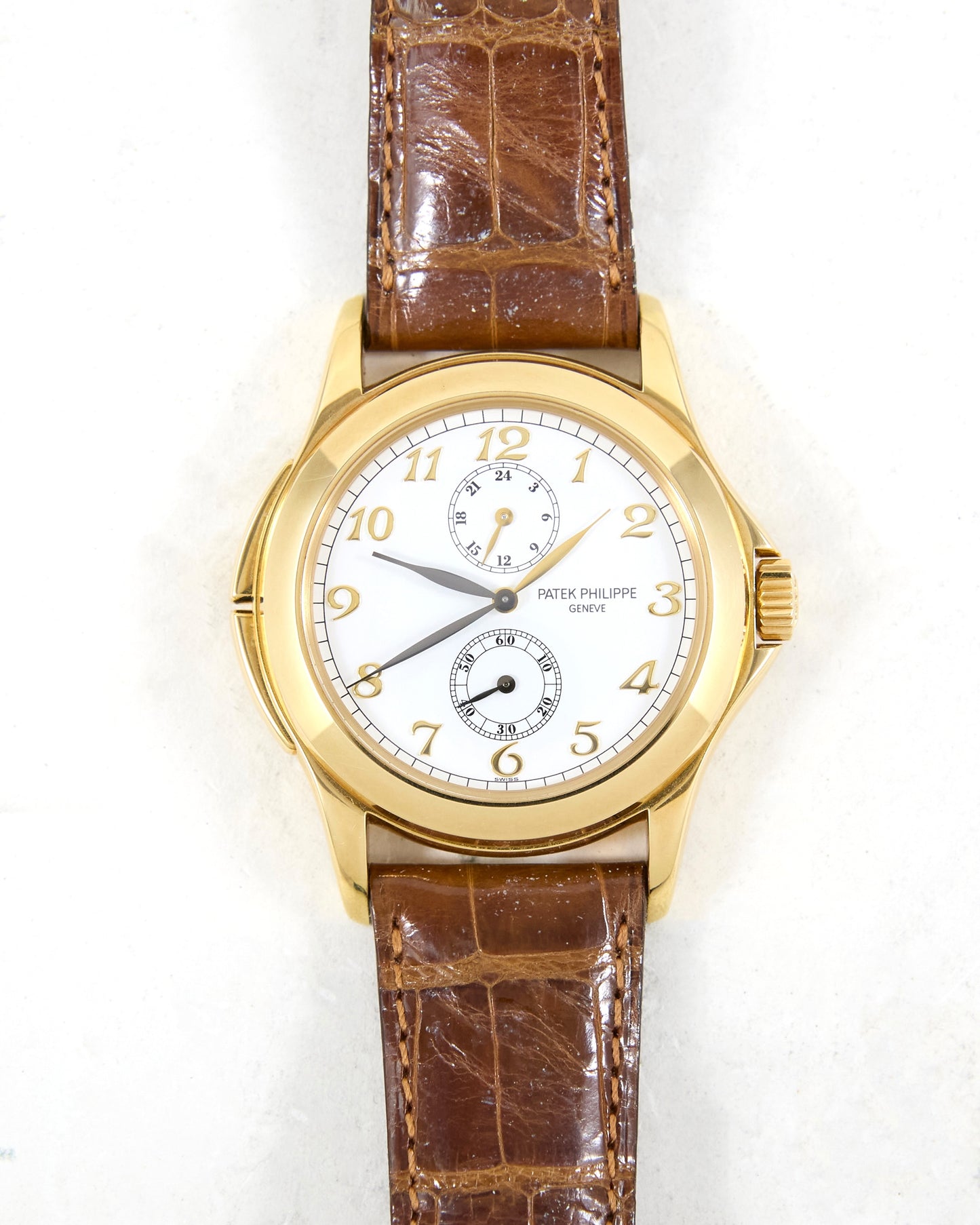 Patek Philippe Calatrava Travel Time 5134J in Yellow Gold with Leather Strap and Deployant Buckle with Box & Papers
