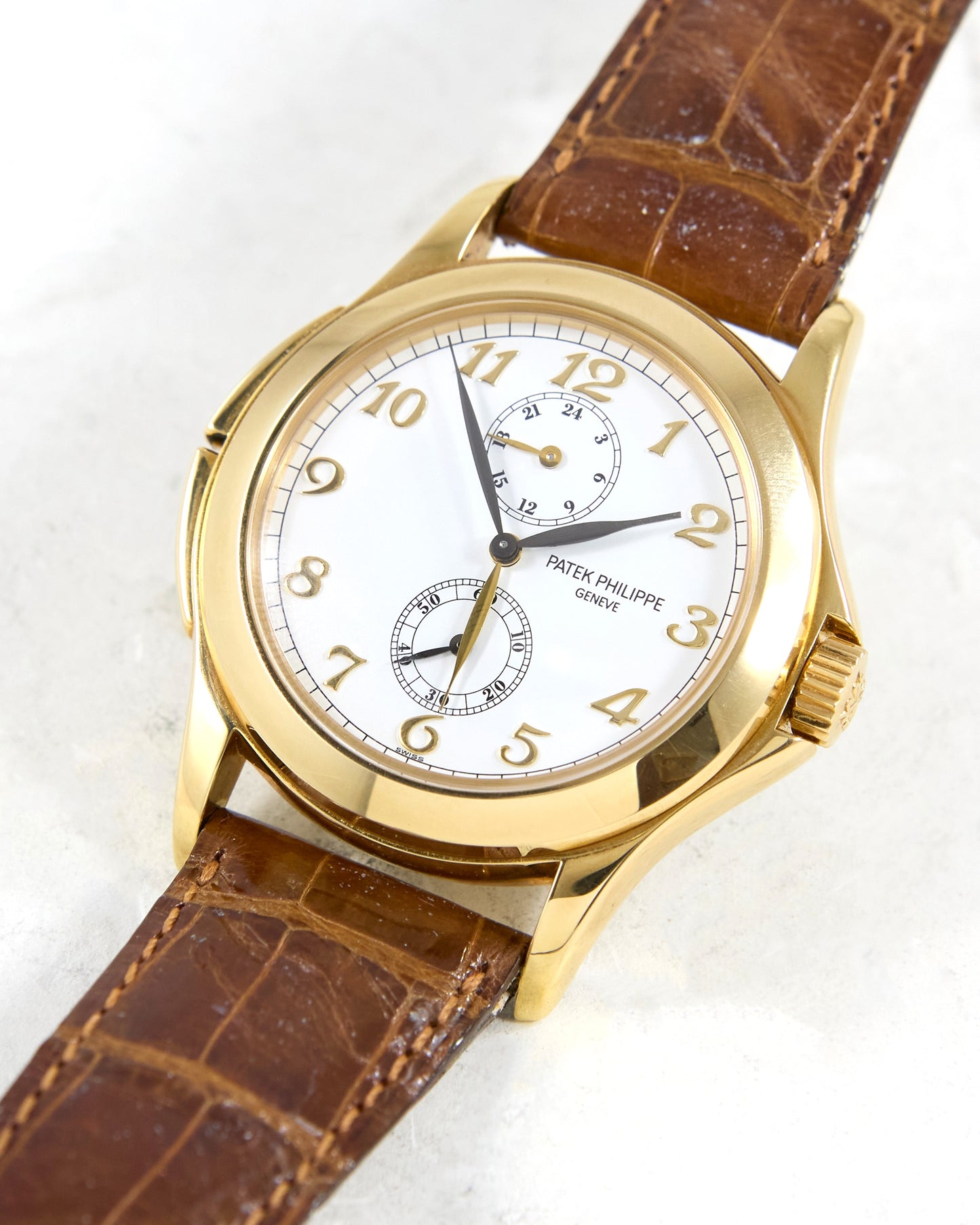 Patek Philippe Calatrava Travel Time 5134J in Yellow Gold with Leather Strap and Deployant Buckle with Box & Papers