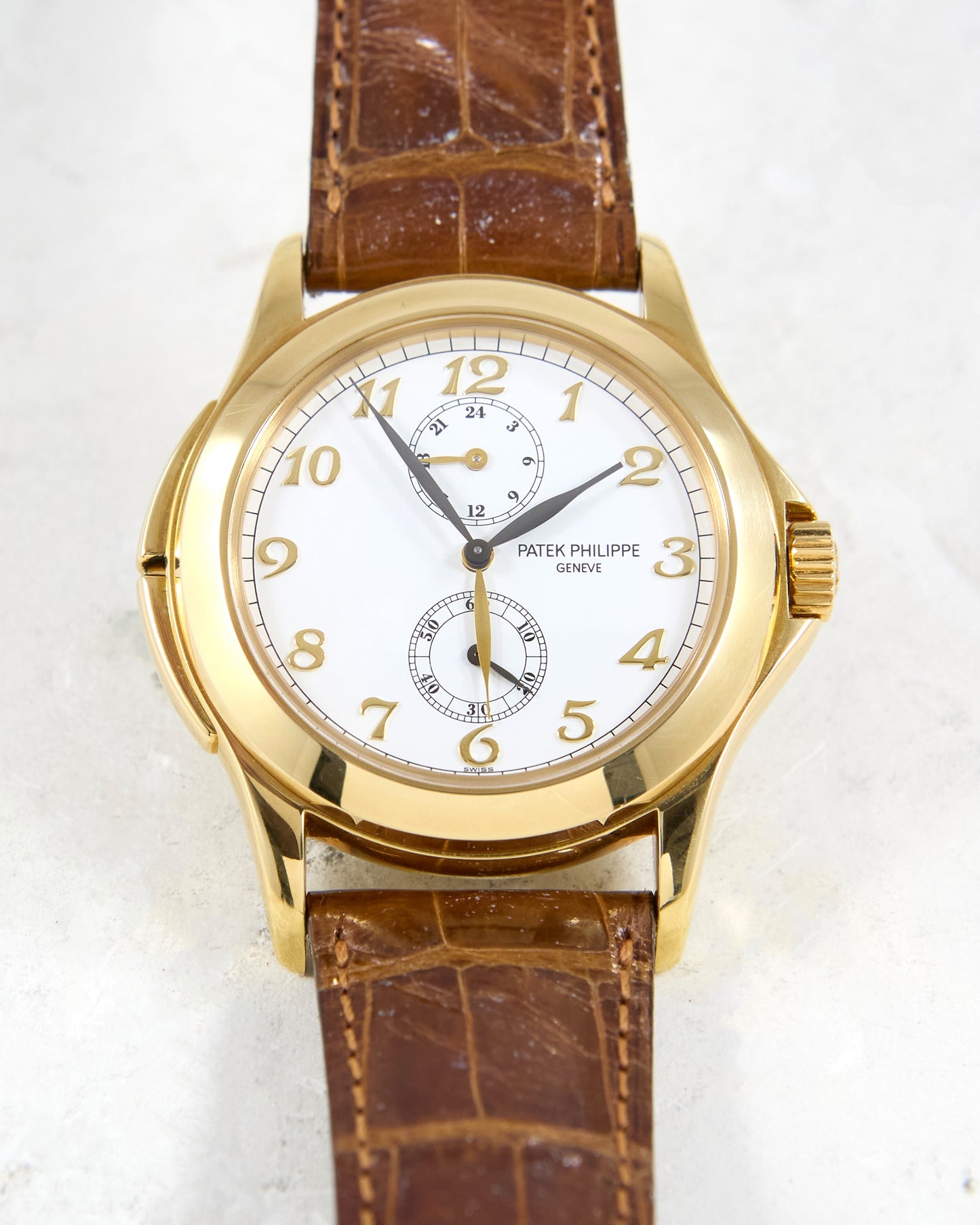 Patek Philippe Calatrava Travel Time 5134J in Yellow Gold with Leather Strap and Deployant Buckle with Box & Papers
