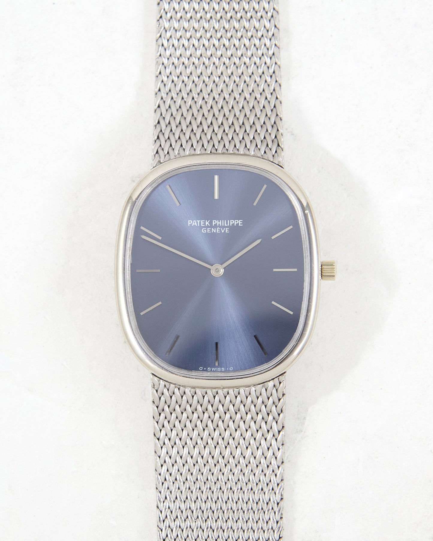 Patek Philippe Ellipse Blue Dial Automatic 3738 in White Gold Case and Bracelet