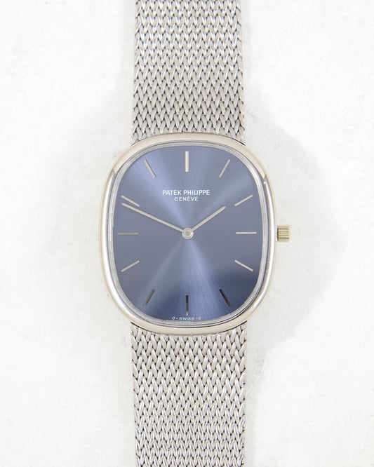 Patek Philippe Ellipse Blue Dial Automatic 3738 in White Gold Case and Bracelet