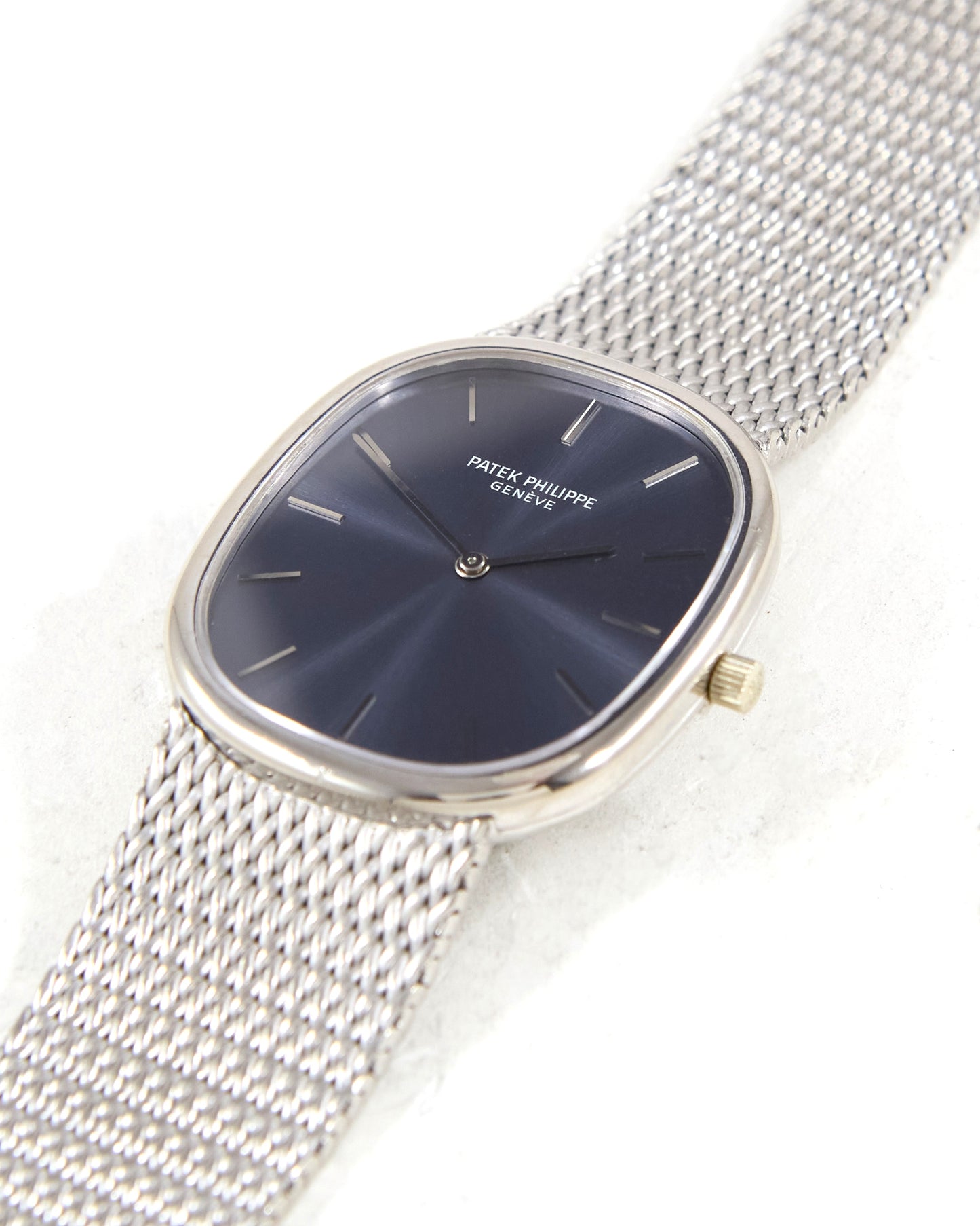 Patek Philippe Ellipse Blue Dial Automatic 3738 in White Gold Case and Bracelet