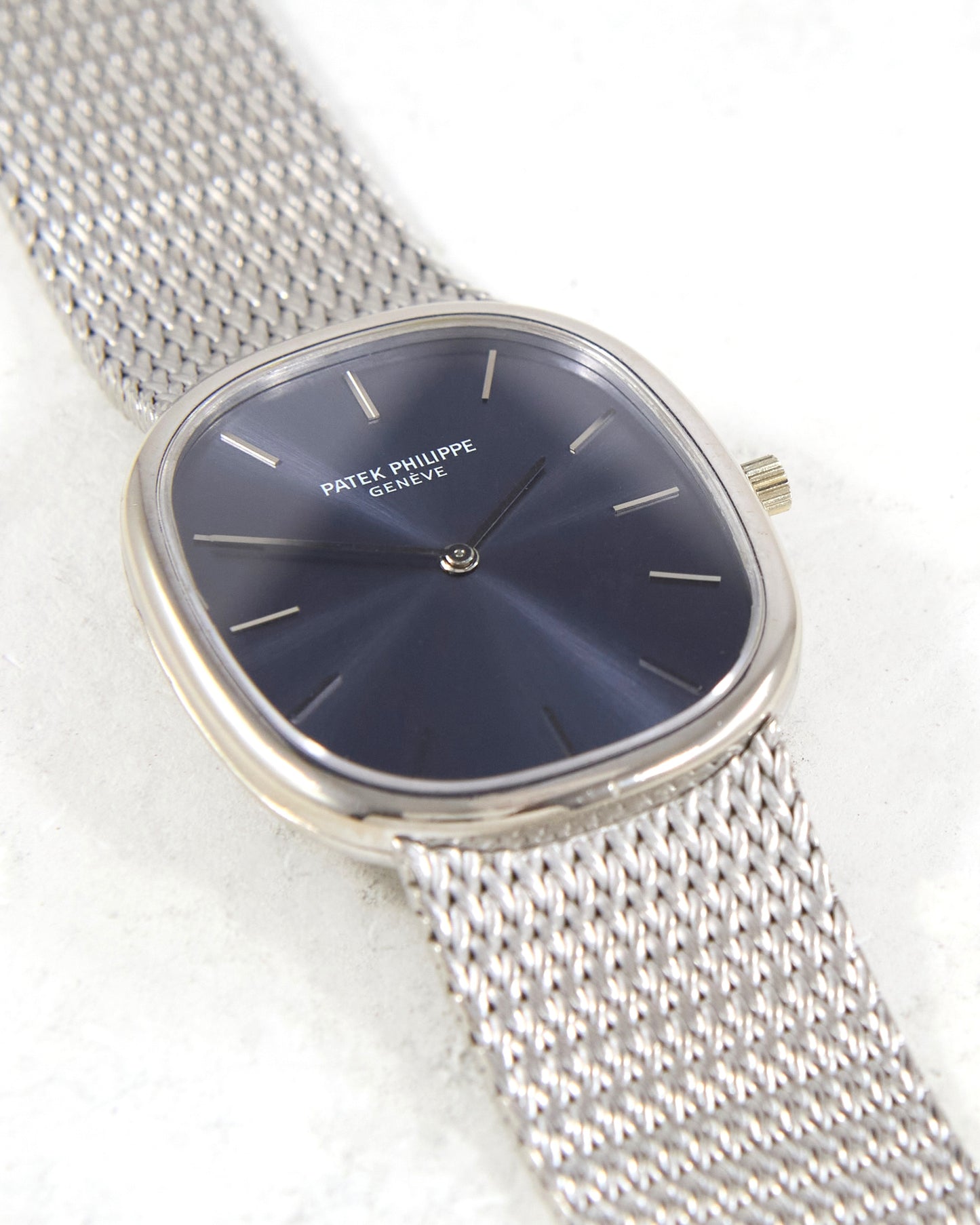 Patek Philippe Ellipse Blue Dial Automatic 3738 in White Gold Case and Bracelet