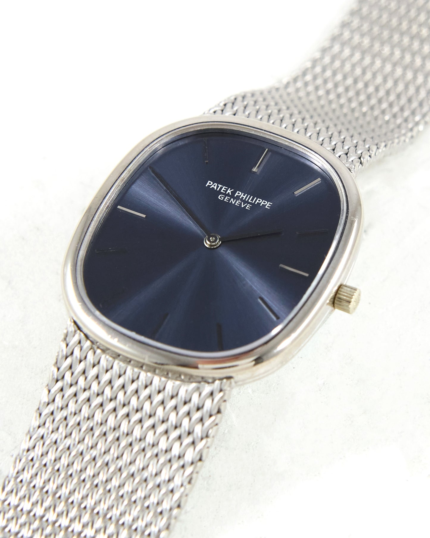 Patek Philippe Ellipse Blue Dial Automatic 3738 in White Gold Case and Bracelet