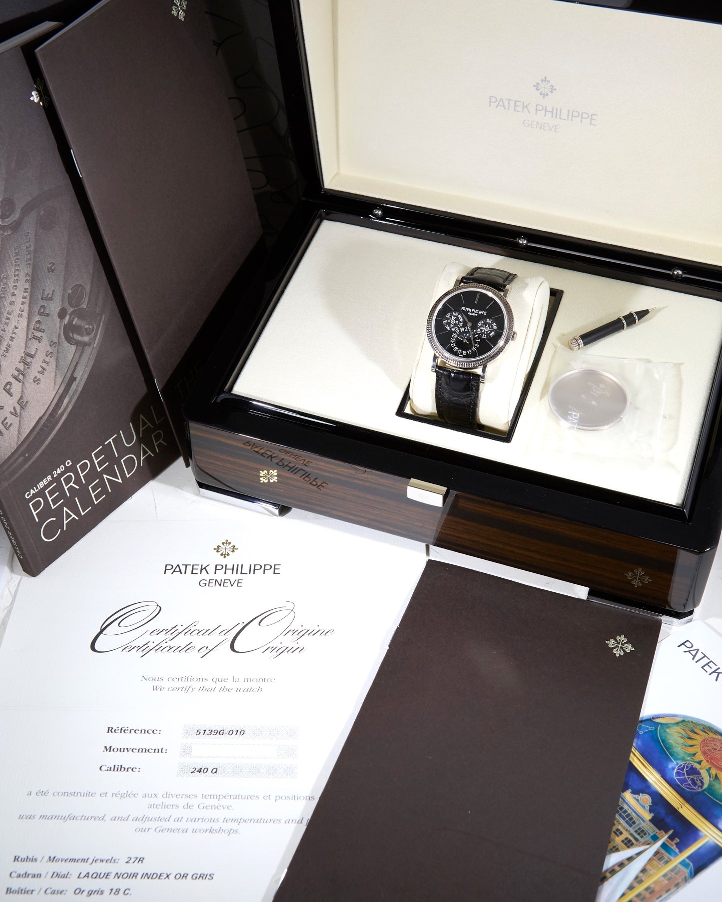 Patek Philippe Perpetual Calendar 5139G Black Dial in White Gold with Box & Papers