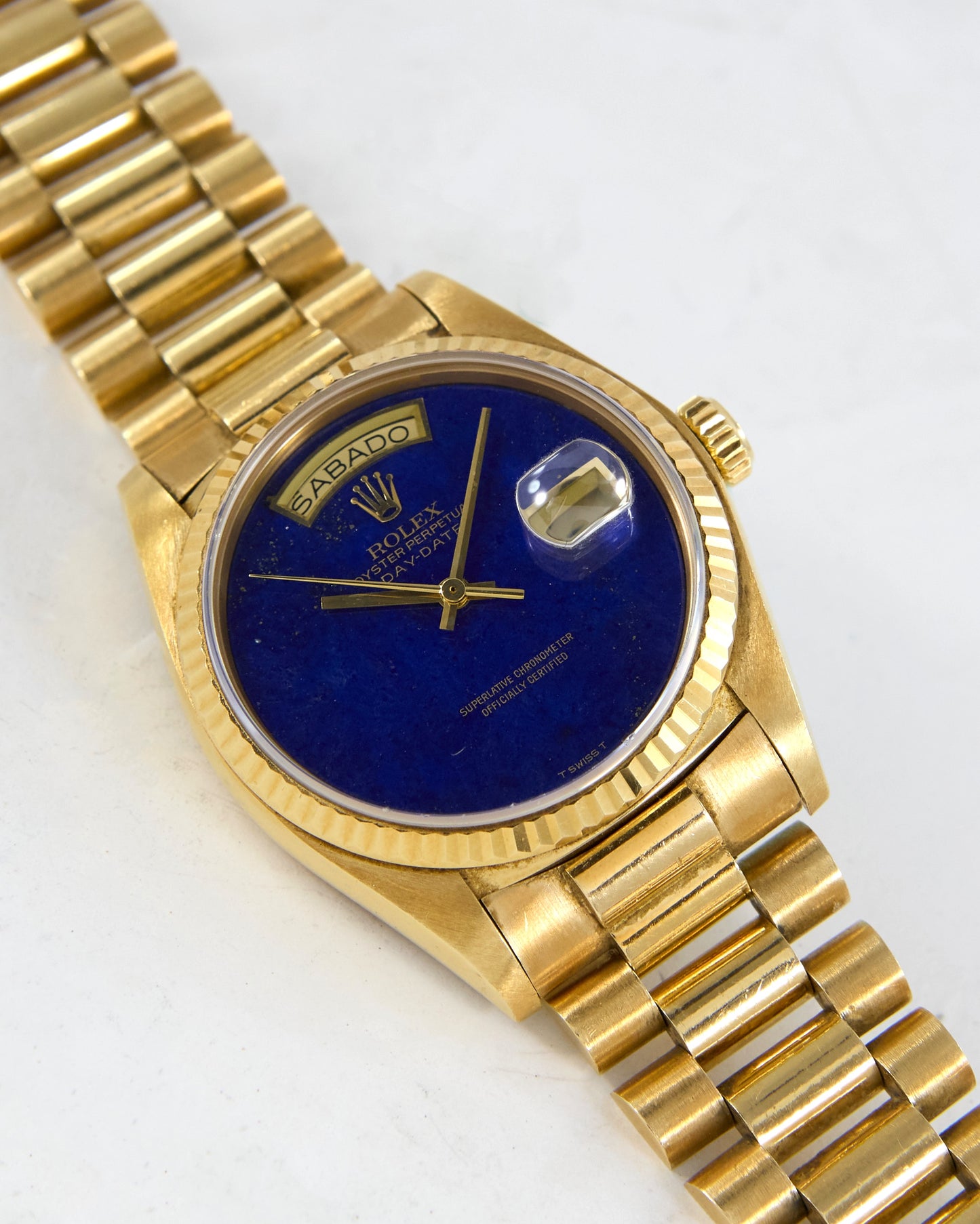 Rolex Day-Date Lapis Lazuli Dial in Yellow Gold with President Bracelet