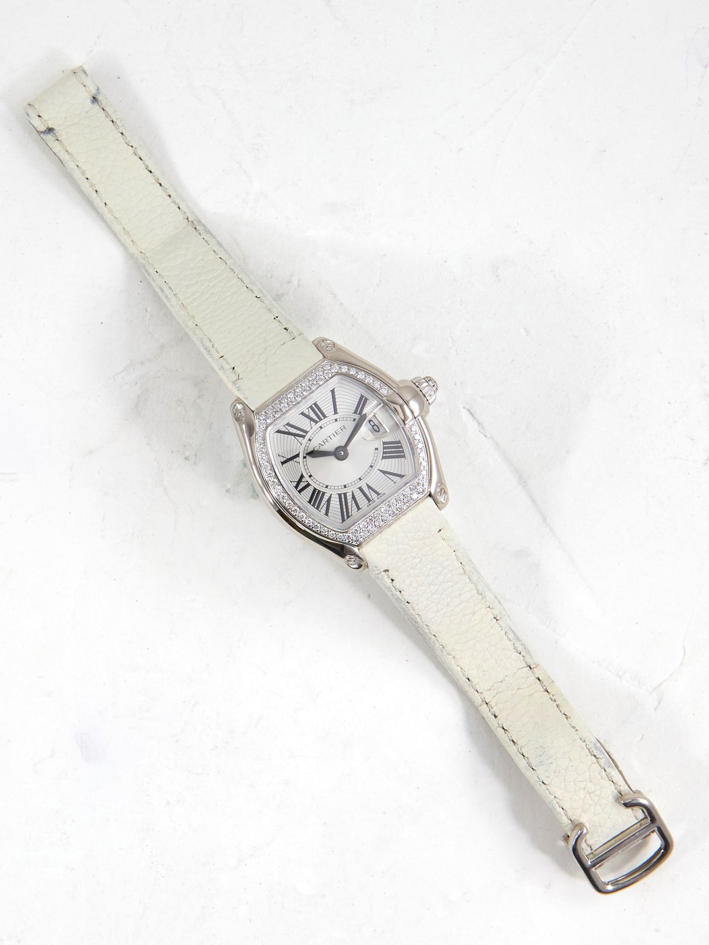 Cartier Roadster in White Gold with Diamonds and Box & Papers