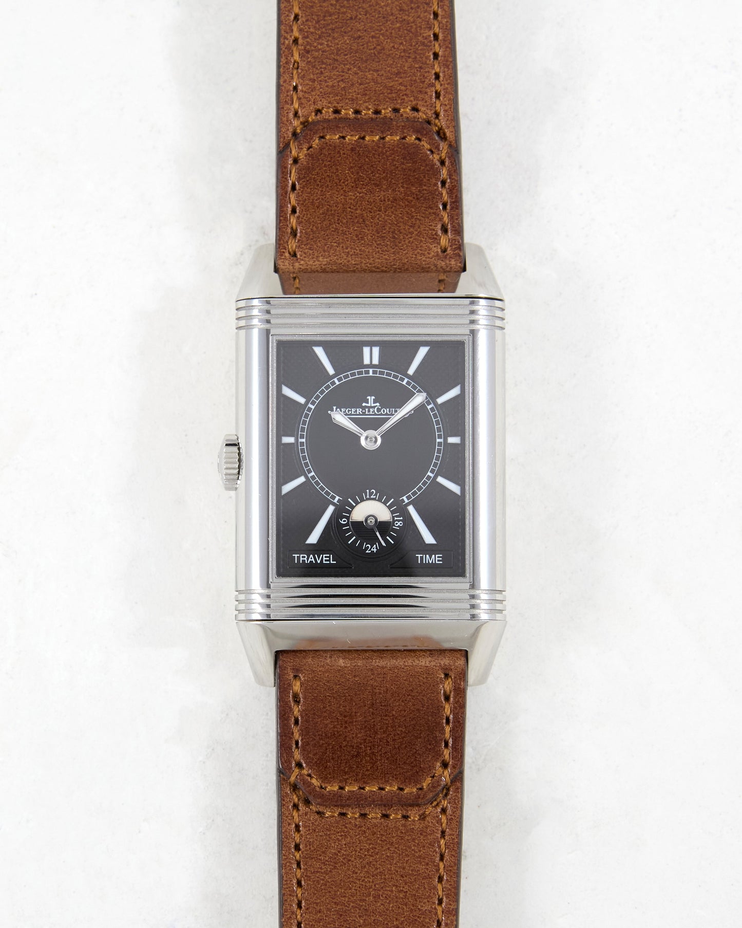 Jaeger-LeCoultre Reverso Duoface Q3848422 in Steel on Leather Strap and Deployant