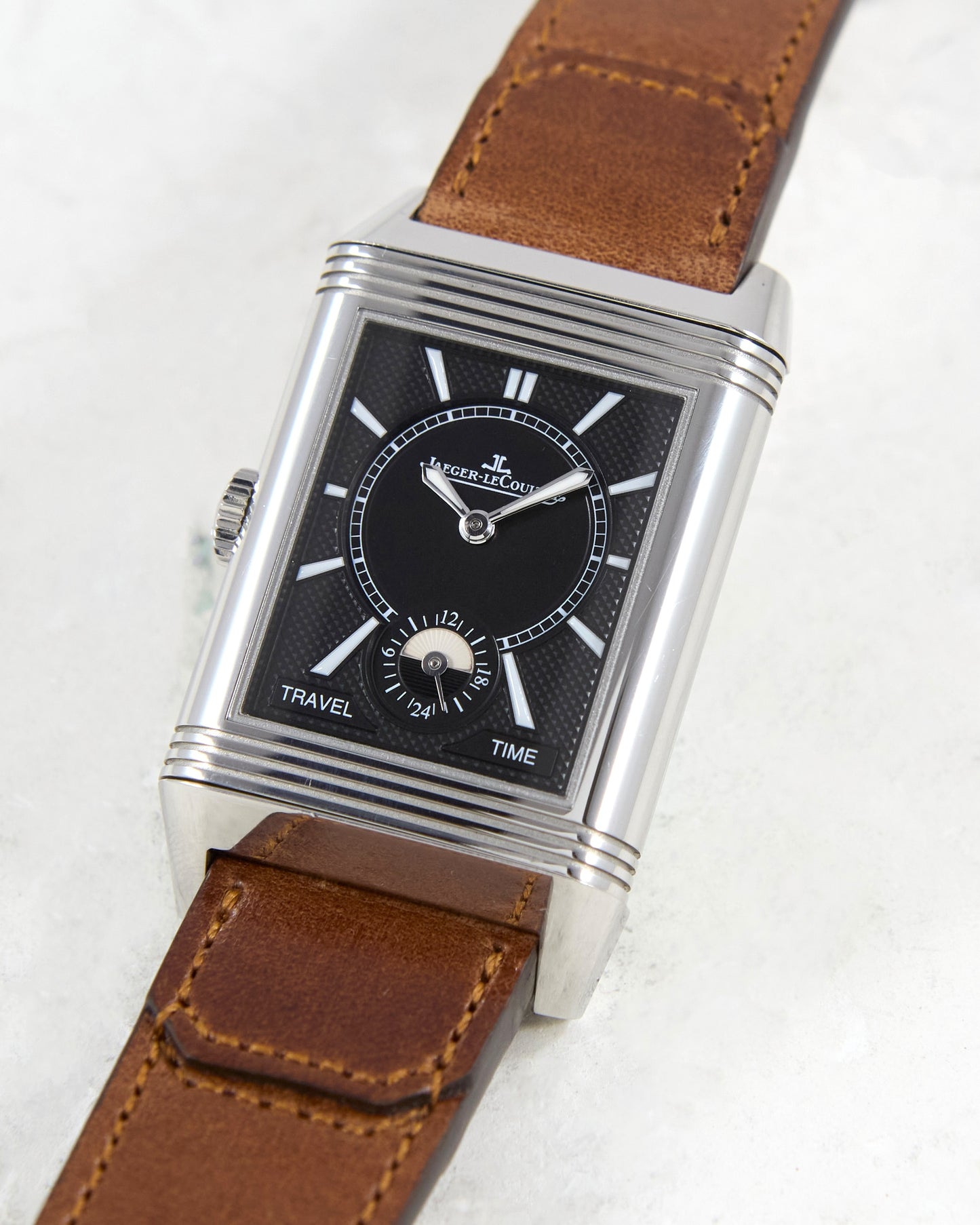 Jaeger-LeCoultre Reverso Duoface Q3848422 in Steel on Leather Strap and Deployant