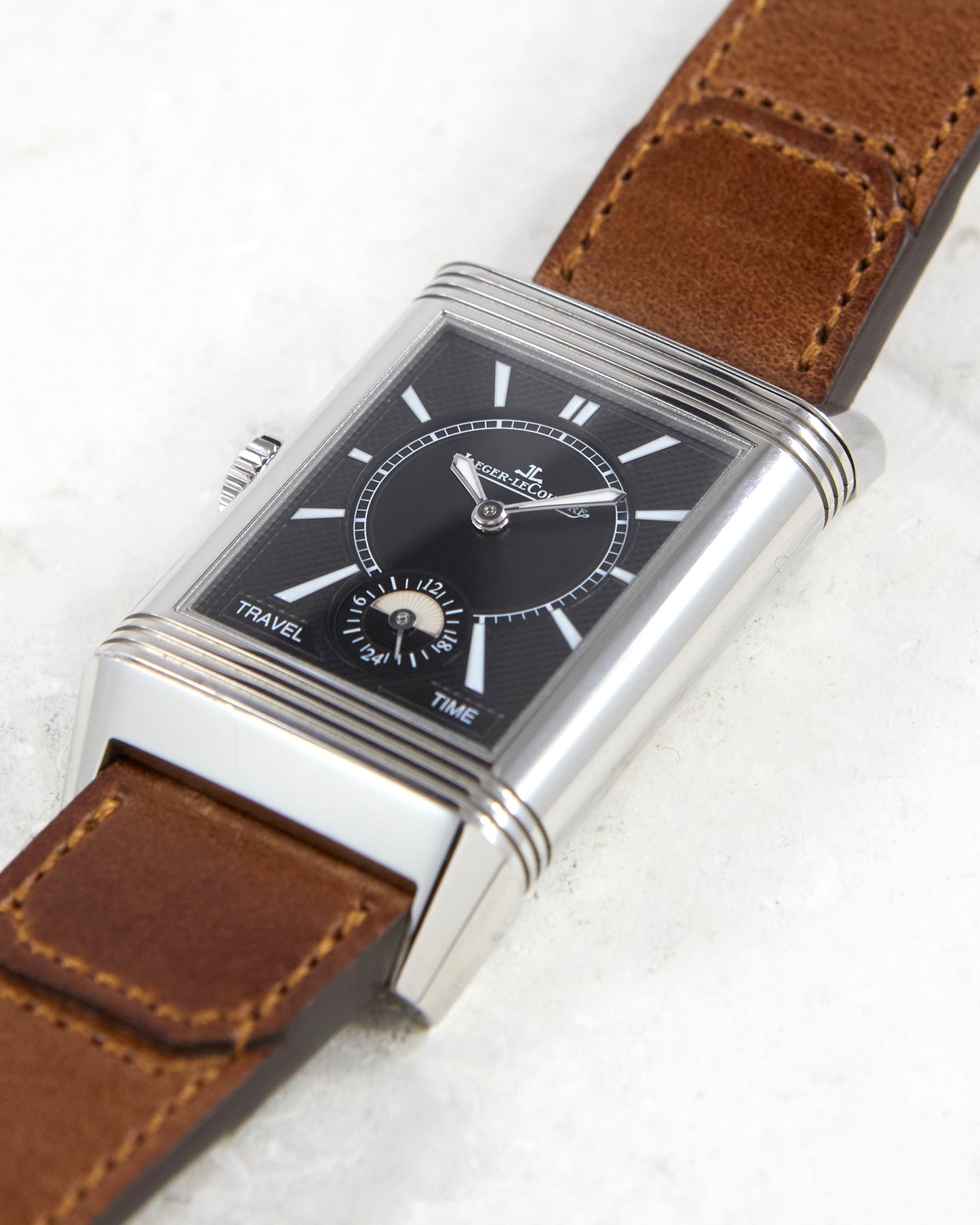 Jaeger-LeCoultre Reverso Duoface Q3848422 in Steel on Leather Strap and Deployant