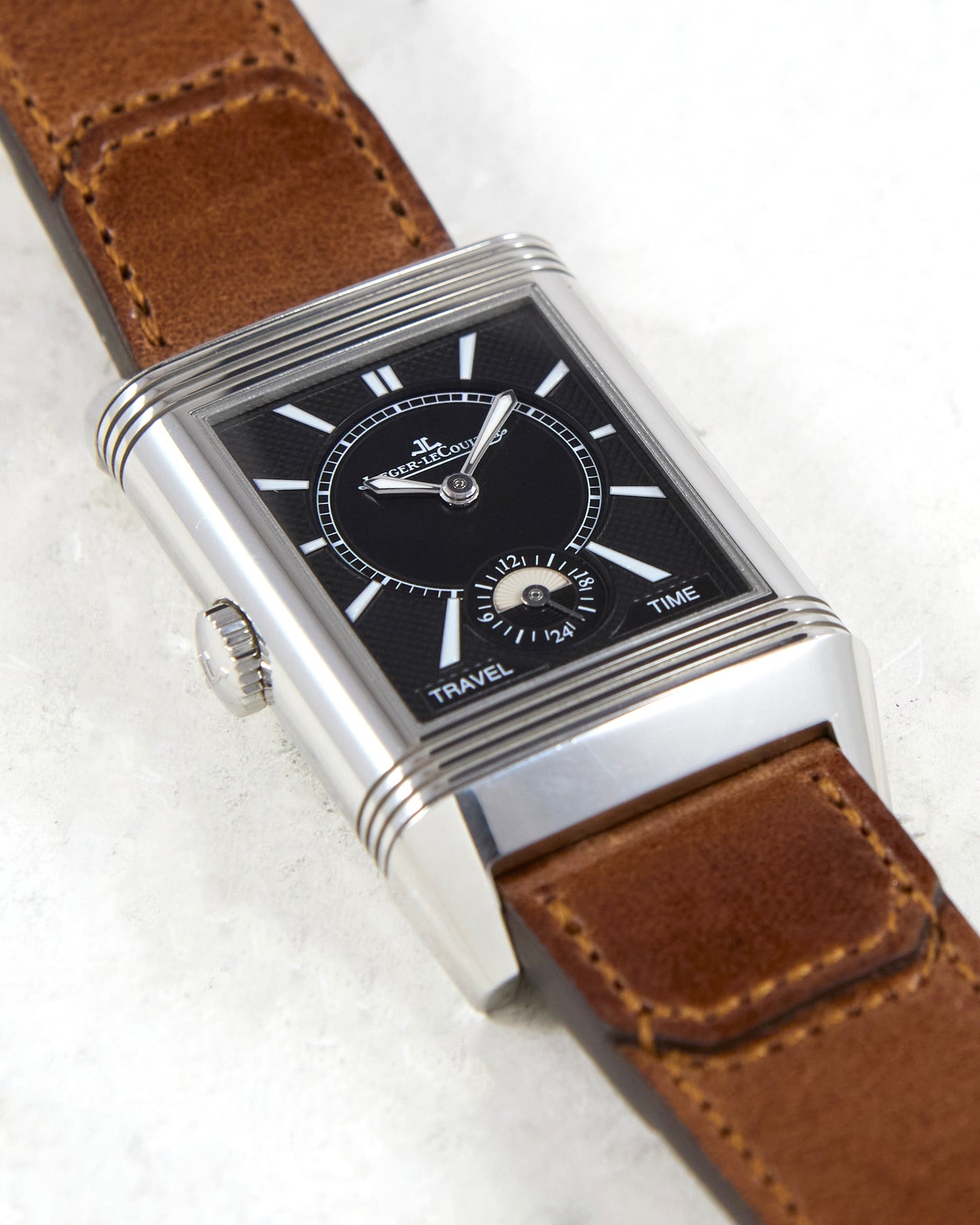Jaeger-LeCoultre Reverso Duoface Q3848422 in Steel on Leather Strap and Deployant