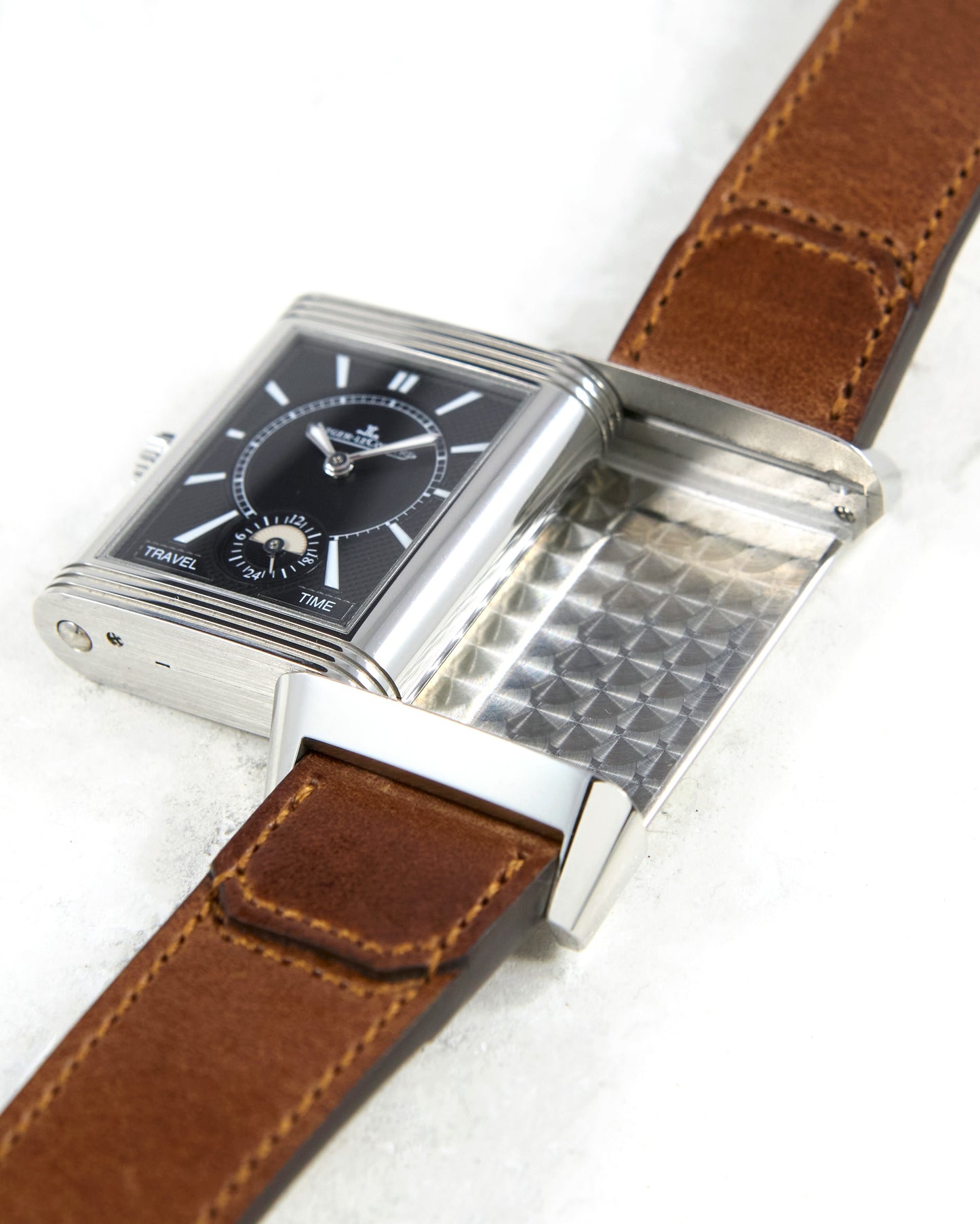 Jaeger-LeCoultre Reverso Duoface Q3848422 in Steel on Leather Strap and Deployant