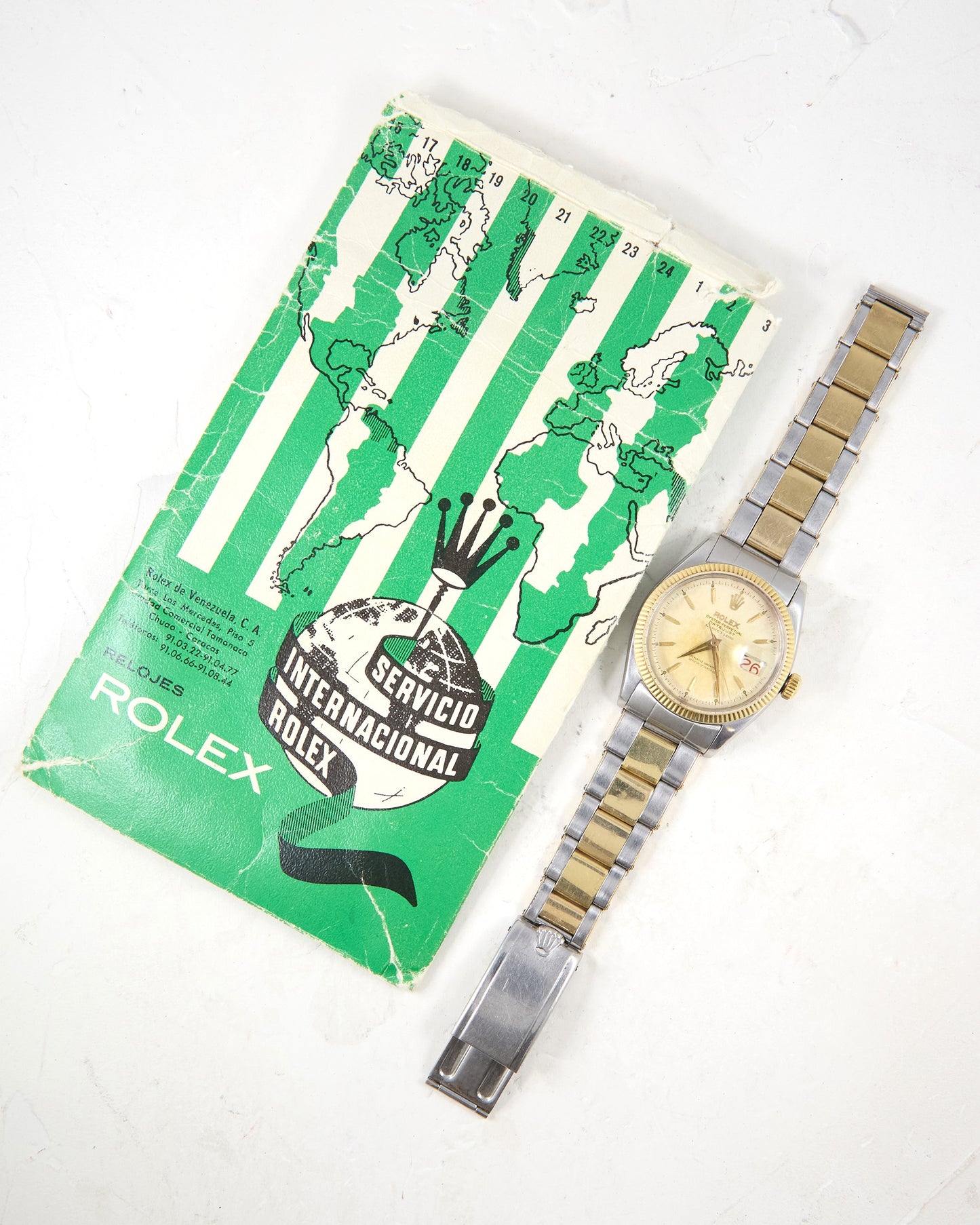 Rolex Datejust 6605 "Serpico y Laino" with Roulette Date Wheel in Steel & Gold on Oyster Rivet Bracelet