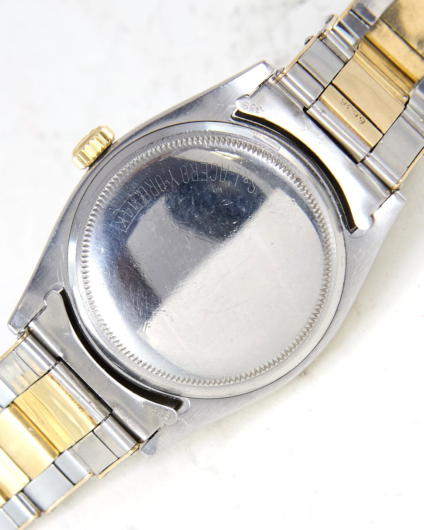 Rolex Datejust 6605 "Serpico y Laino" with Roulette Date Wheel in Steel & Gold on Oyster Rivet Bracelet