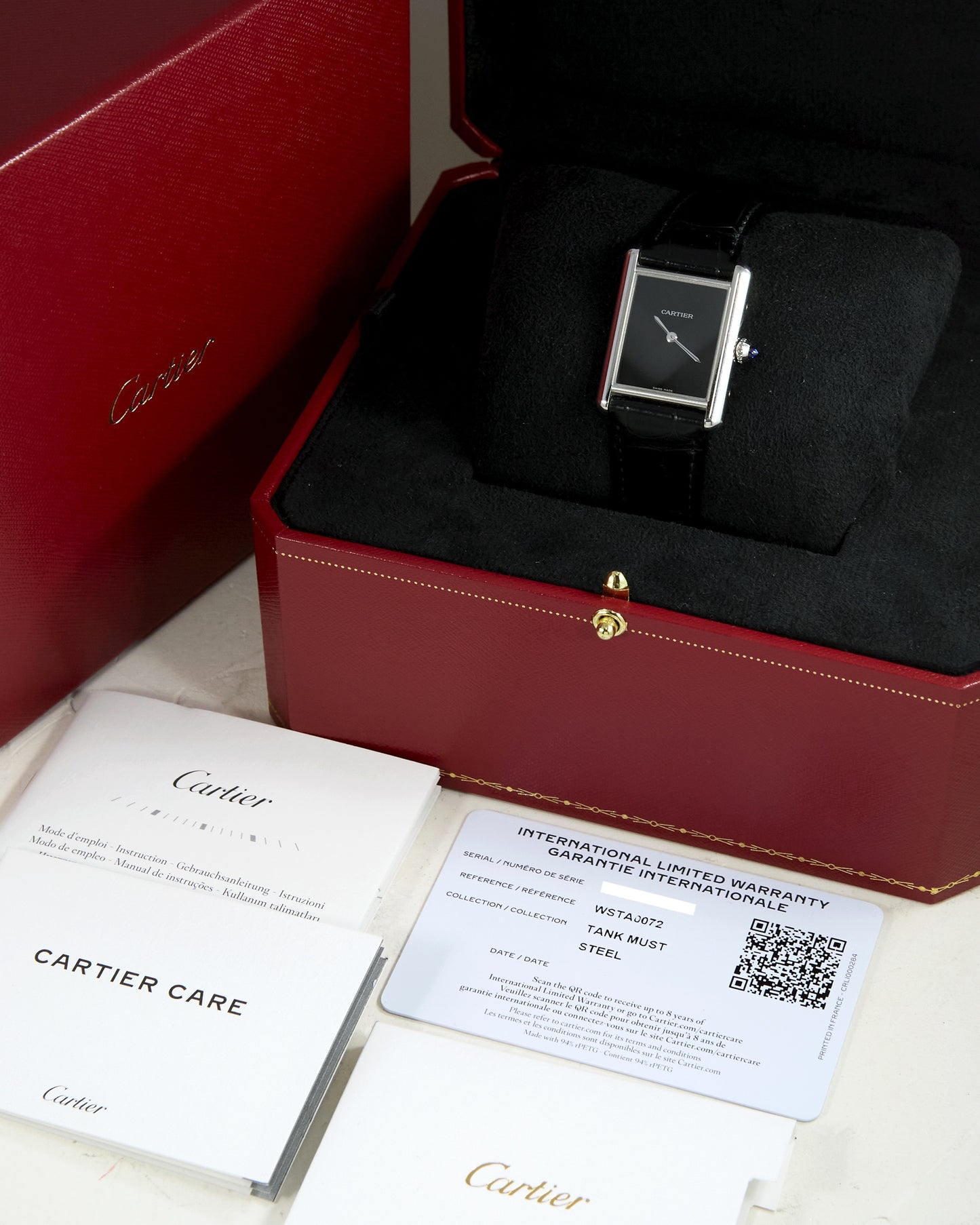 Cartier Tank Must Black Dial with Box & Papers