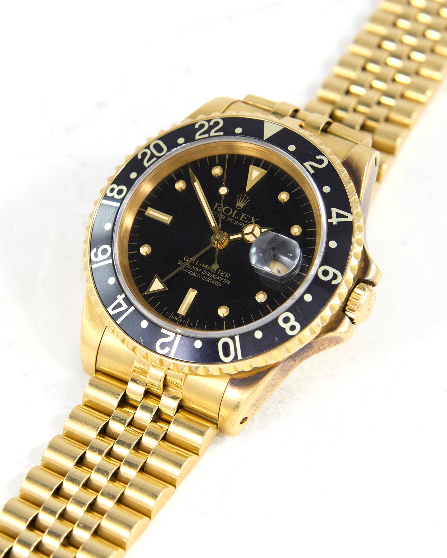 Rolex GMT-Master 16758 in Yellow Gold on Jubilee Bracelet