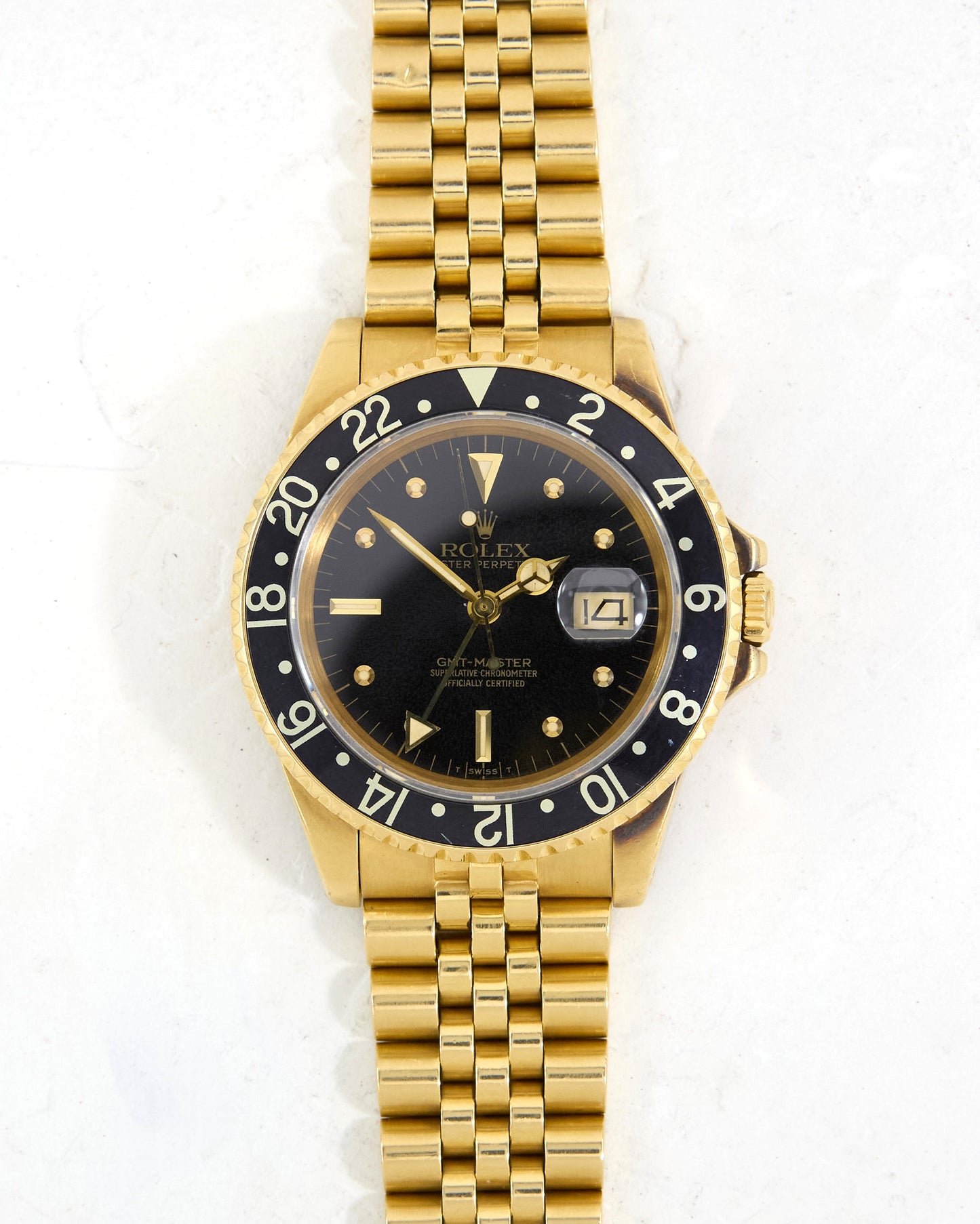 Rolex GMT-Master 16758 in Yellow Gold on Jubilee Bracelet