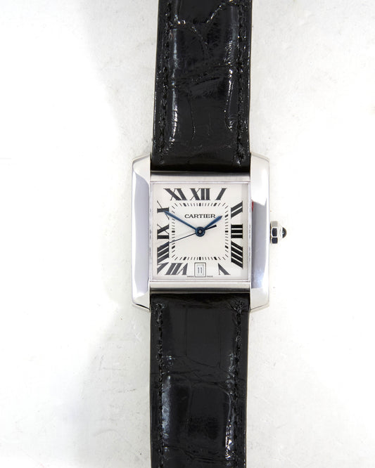 Cartier Tank Française Automatic in White Gold with Cartier Strap and Buckle