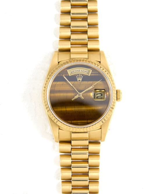 Rolex Day-Date 18238 Tiger Eye Dial in Yellow Gold Case with Box & Papers