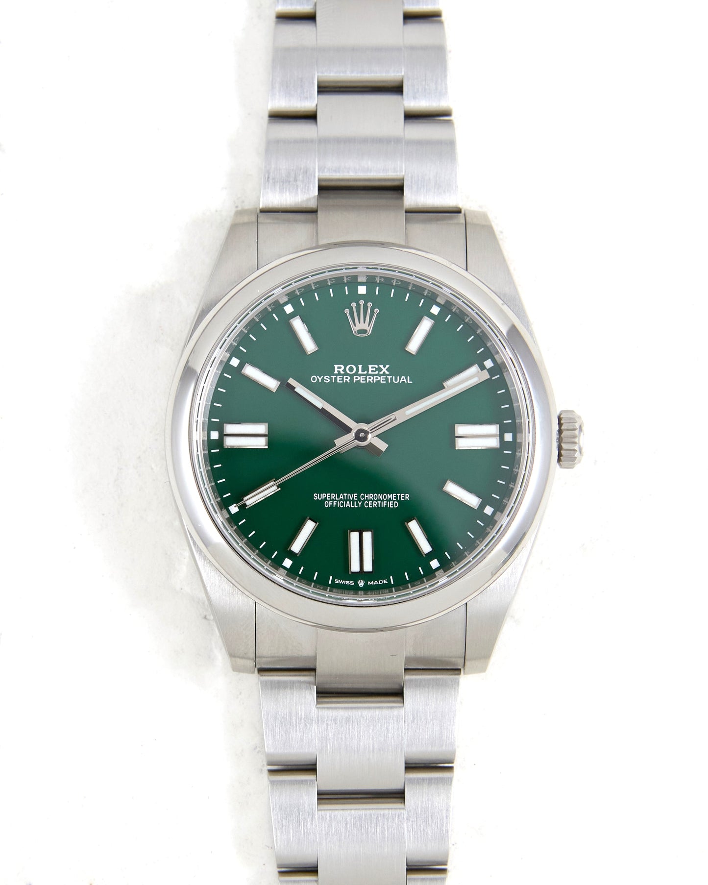 Rolex Oyster Perpetual 124300 Green Dial with Box & Papers