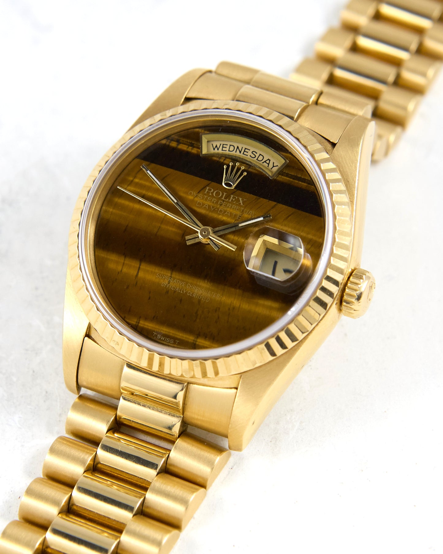 Rolex Day-Date 18238 Tiger Eye Dial in Yellow Gold Case with Box & Papers