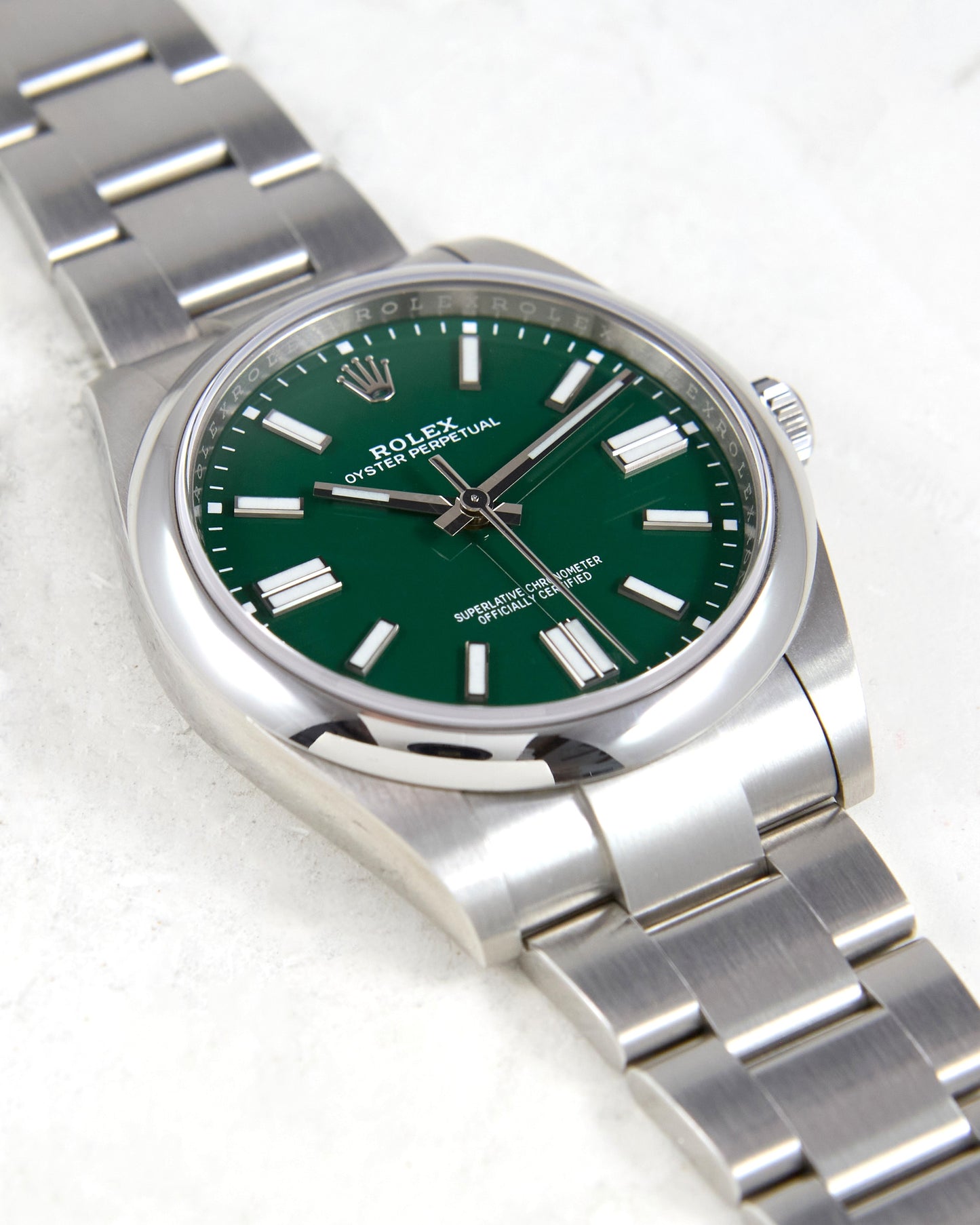 Rolex Oyster Perpetual 124300 Green Dial with Box & Papers