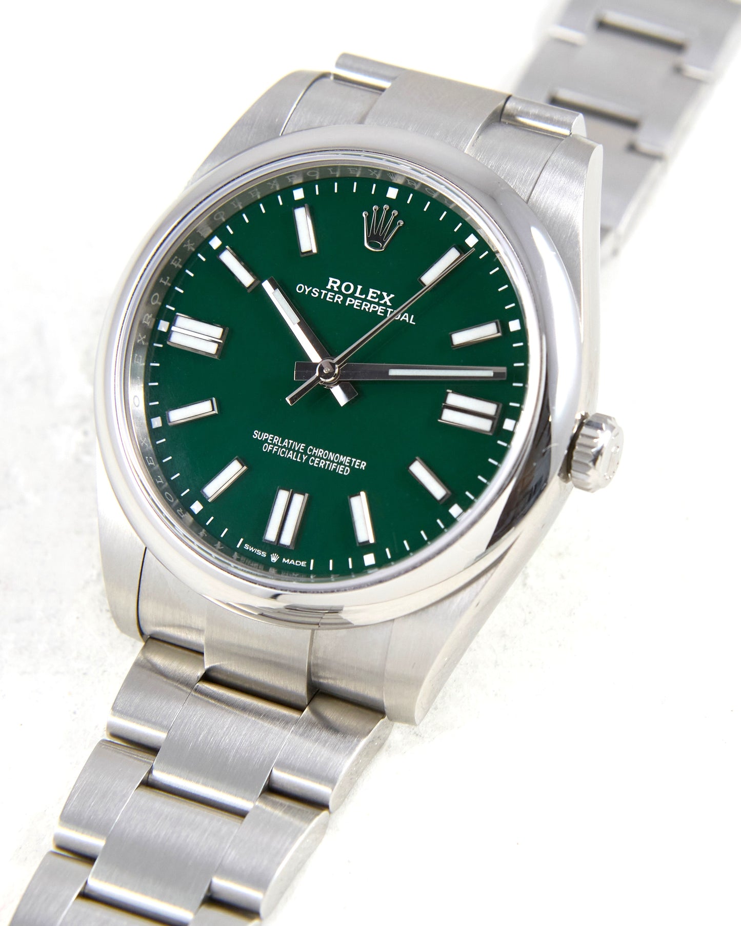 Rolex Oyster Perpetual 124300 Green Dial with Box & Papers
