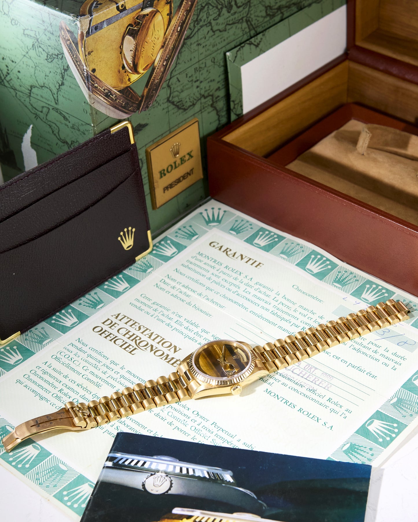 Rolex Day-Date 18238 Tiger Eye Dial in Yellow Gold Case with Box & Papers