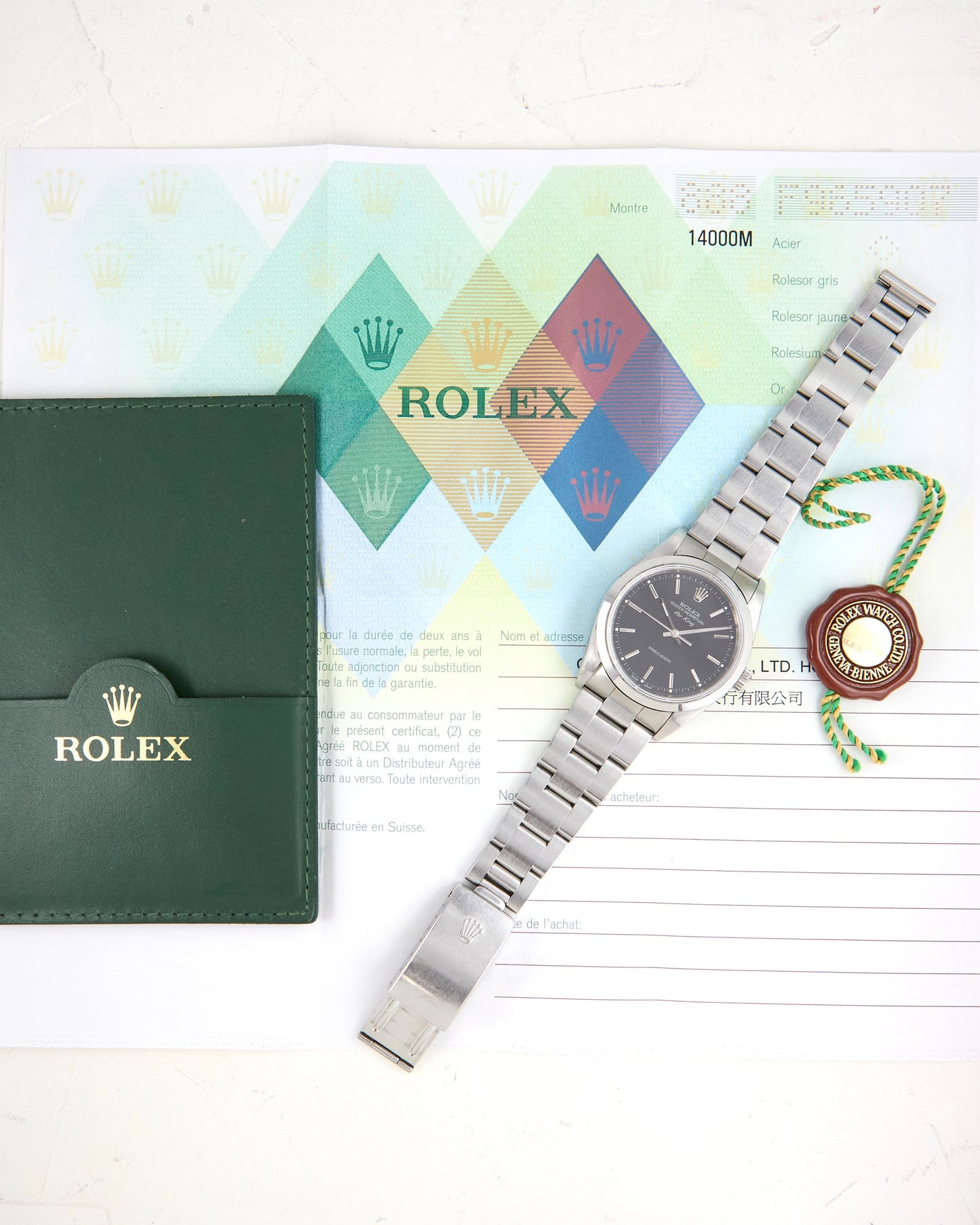 Rolex Air-King 14000M Black Dial on Oyster Bracelet with Rolex Papers