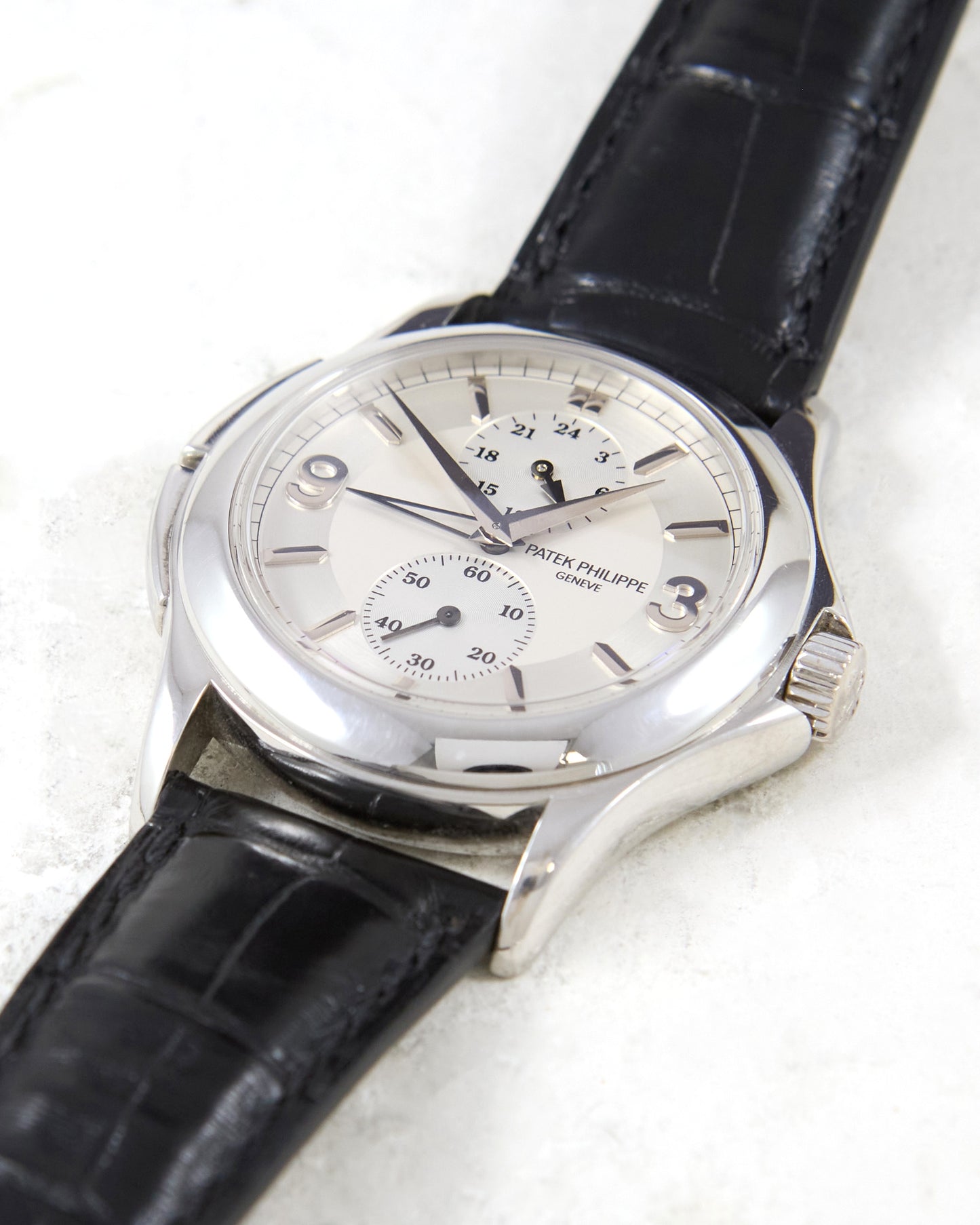 Patek Philippe Calatrava Travel Time 5134G in White Gold with Leather Strap and Deployant Bucke with Papers