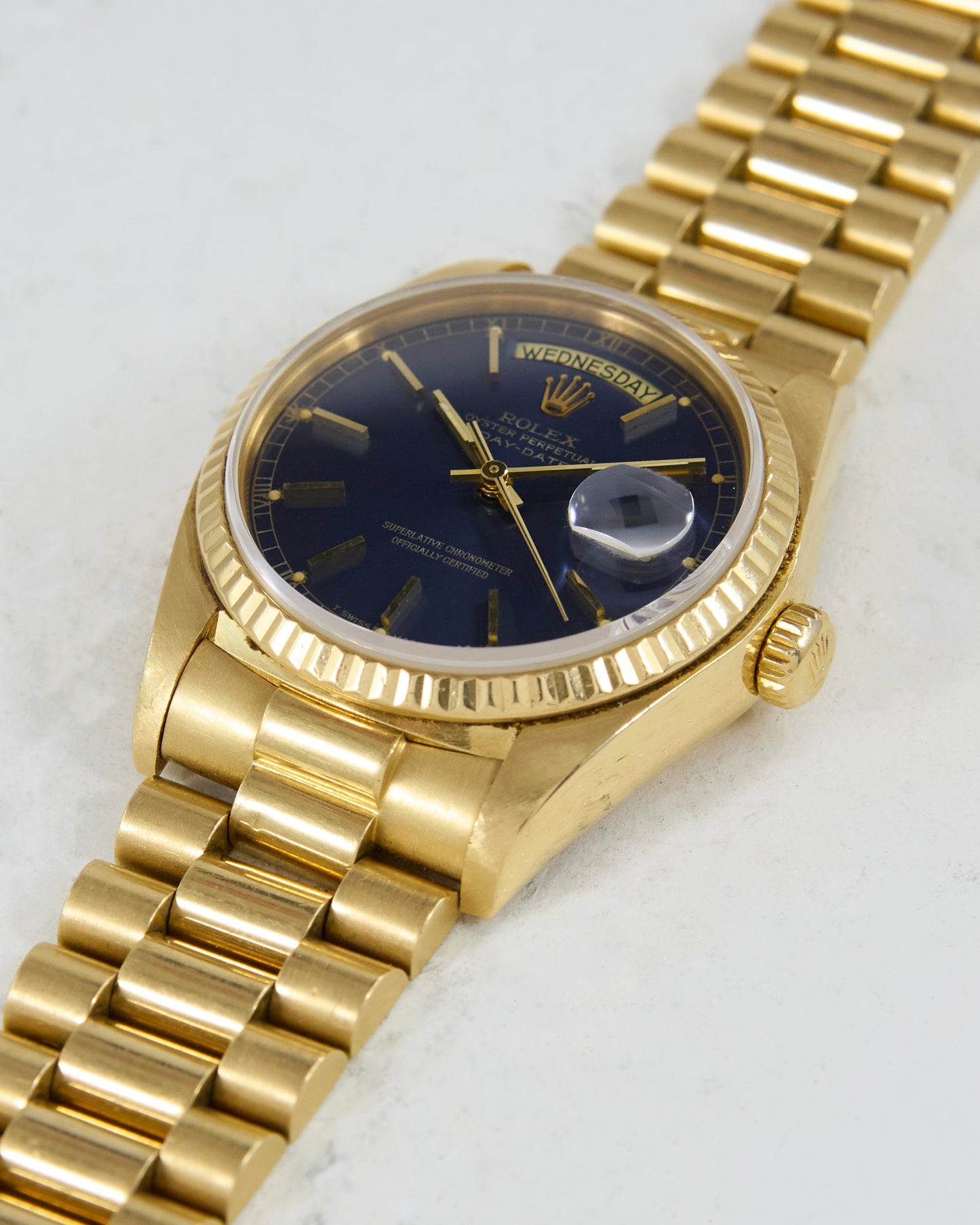 Rolex Day-Date Indigo Dial in Yellow Gold with President Bracelet