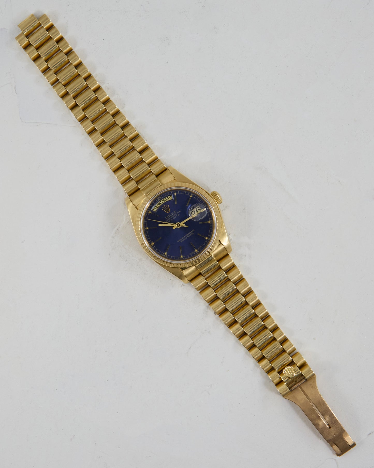 Rolex Day-Date Indigo Dial in Yellow Gold with President Bracelet