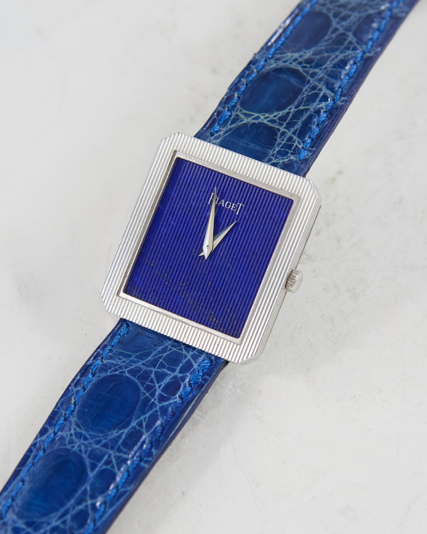 Piaget Protocole Lapis Dial in White Gold Case with Strap and Buckle