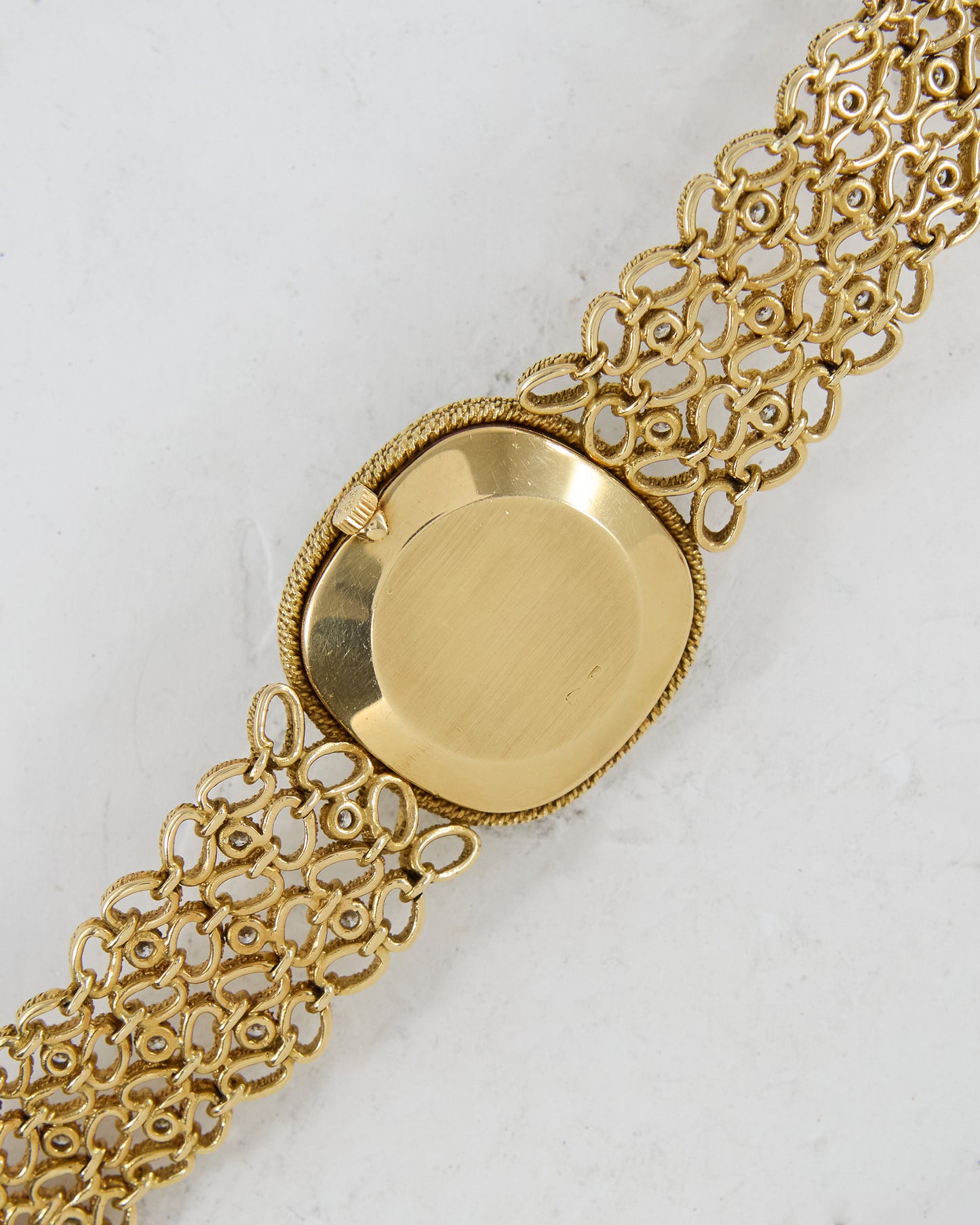Patek Philippe Ellipse Onyx and Diamond Pave Dial on Gold Bracelet with Diamonds