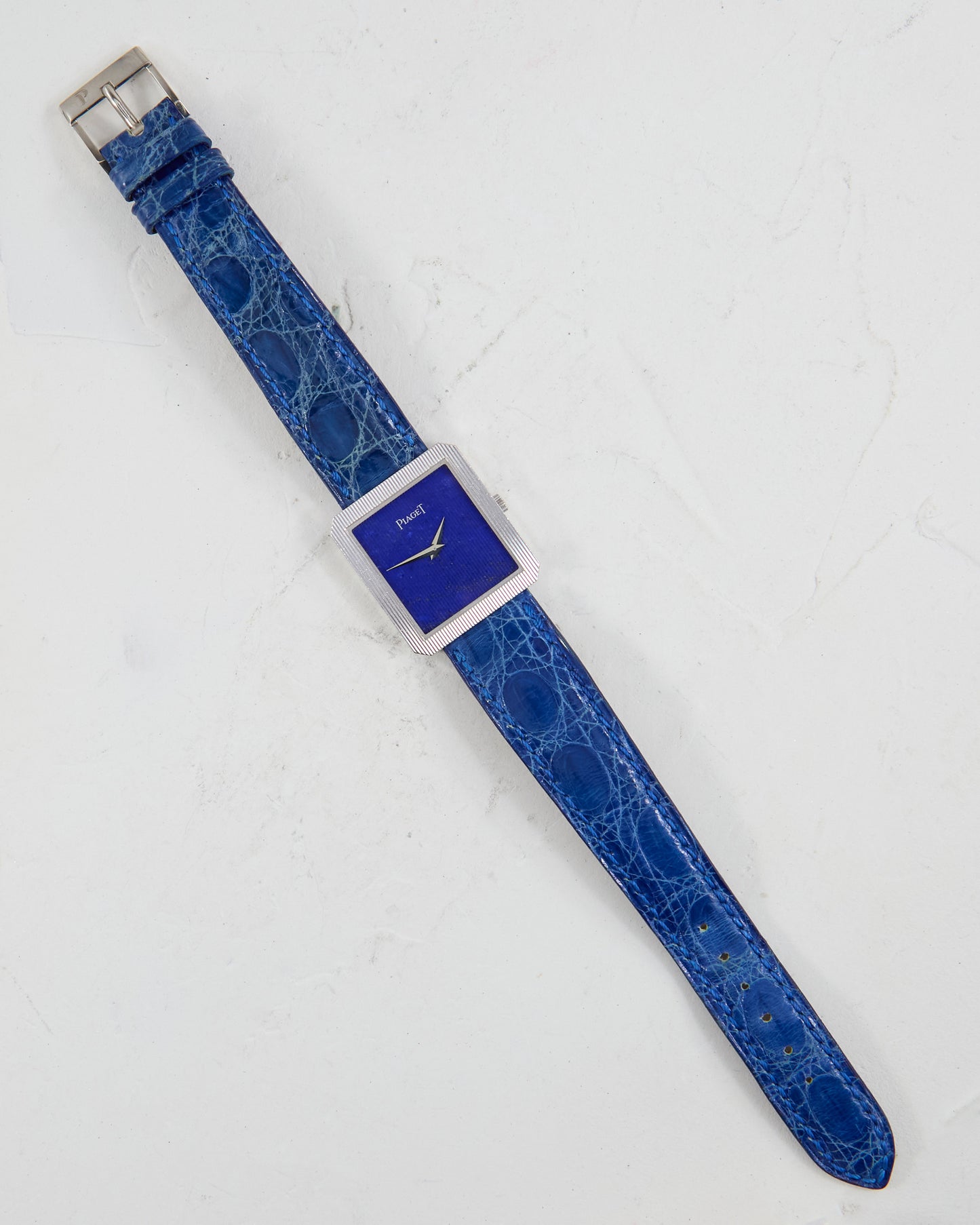 Piaget Protocole Lapis Dial in White Gold Case with Strap and Buckle