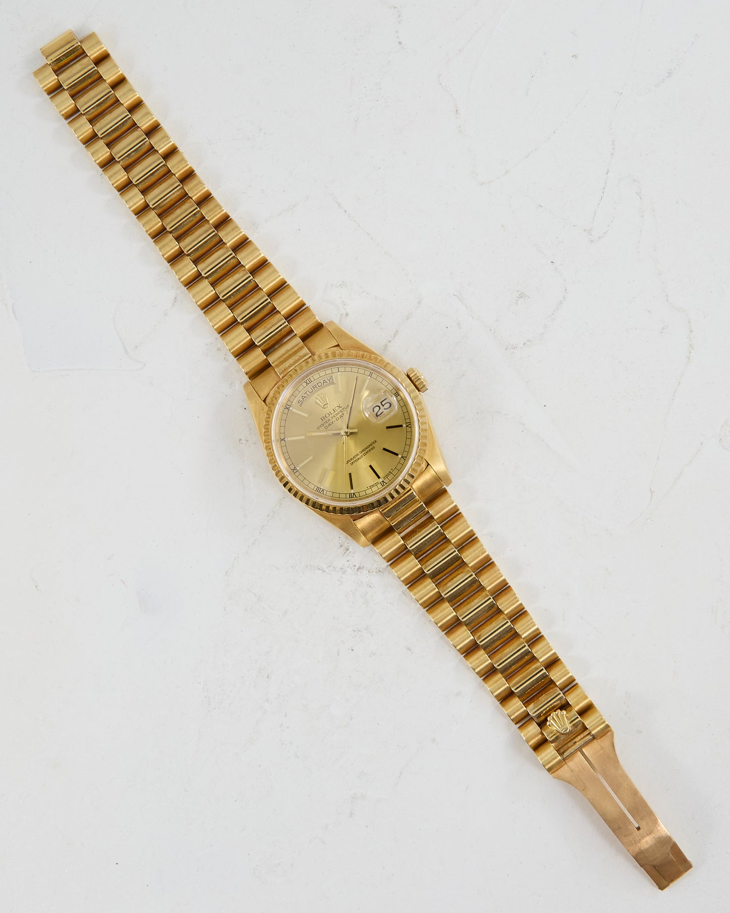 Rolex Day-Date Champagne Dial Unpolished with Service Papers
