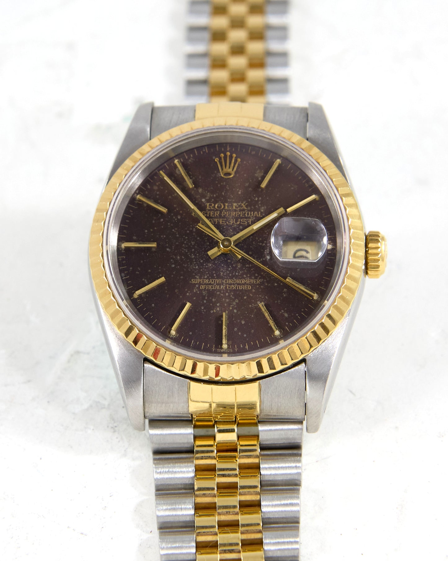 Rolex Datejust 16233 "Purple Galaxy" Dial in Steel & Gold Case